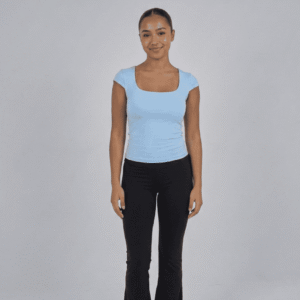 Baby Blue Short Sleeve Square Neck Top